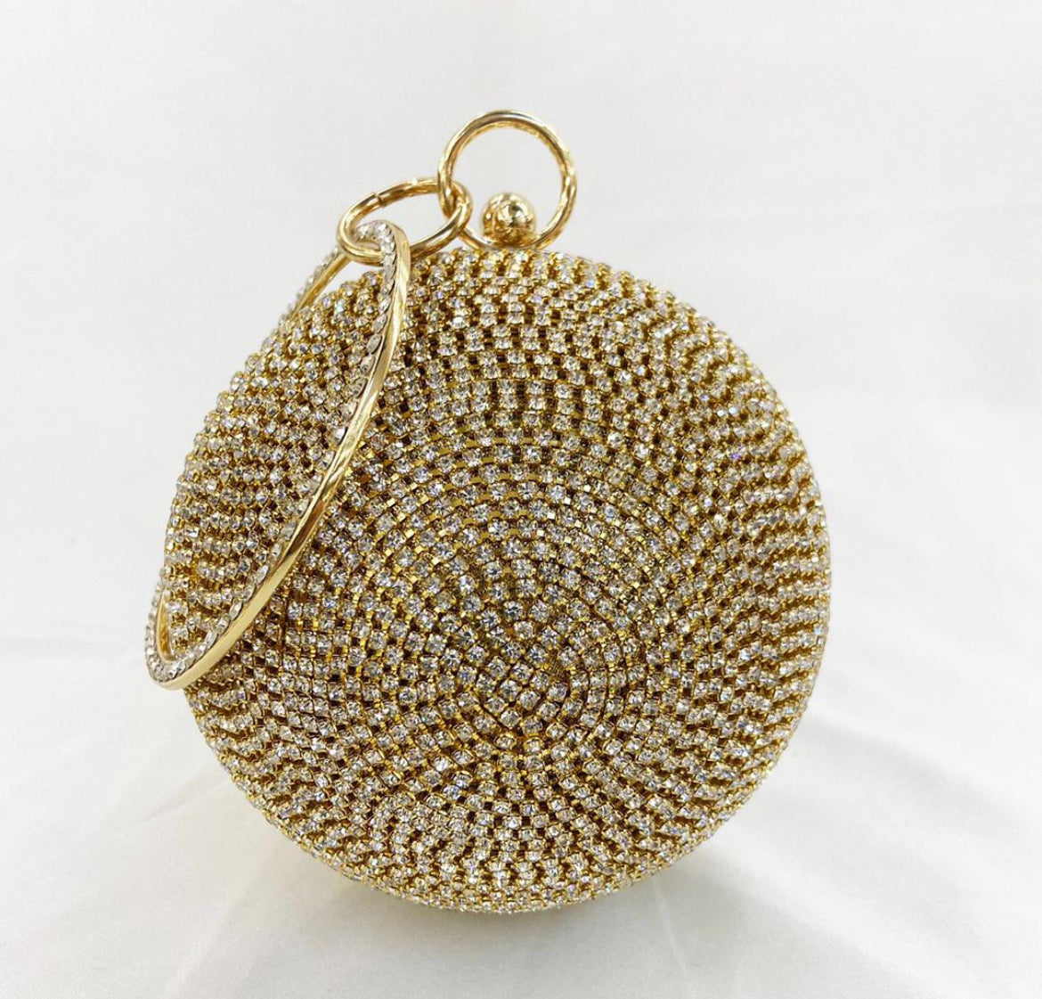 Women's Sparkling Pearl Studed Ball Shape Clutch Bag.