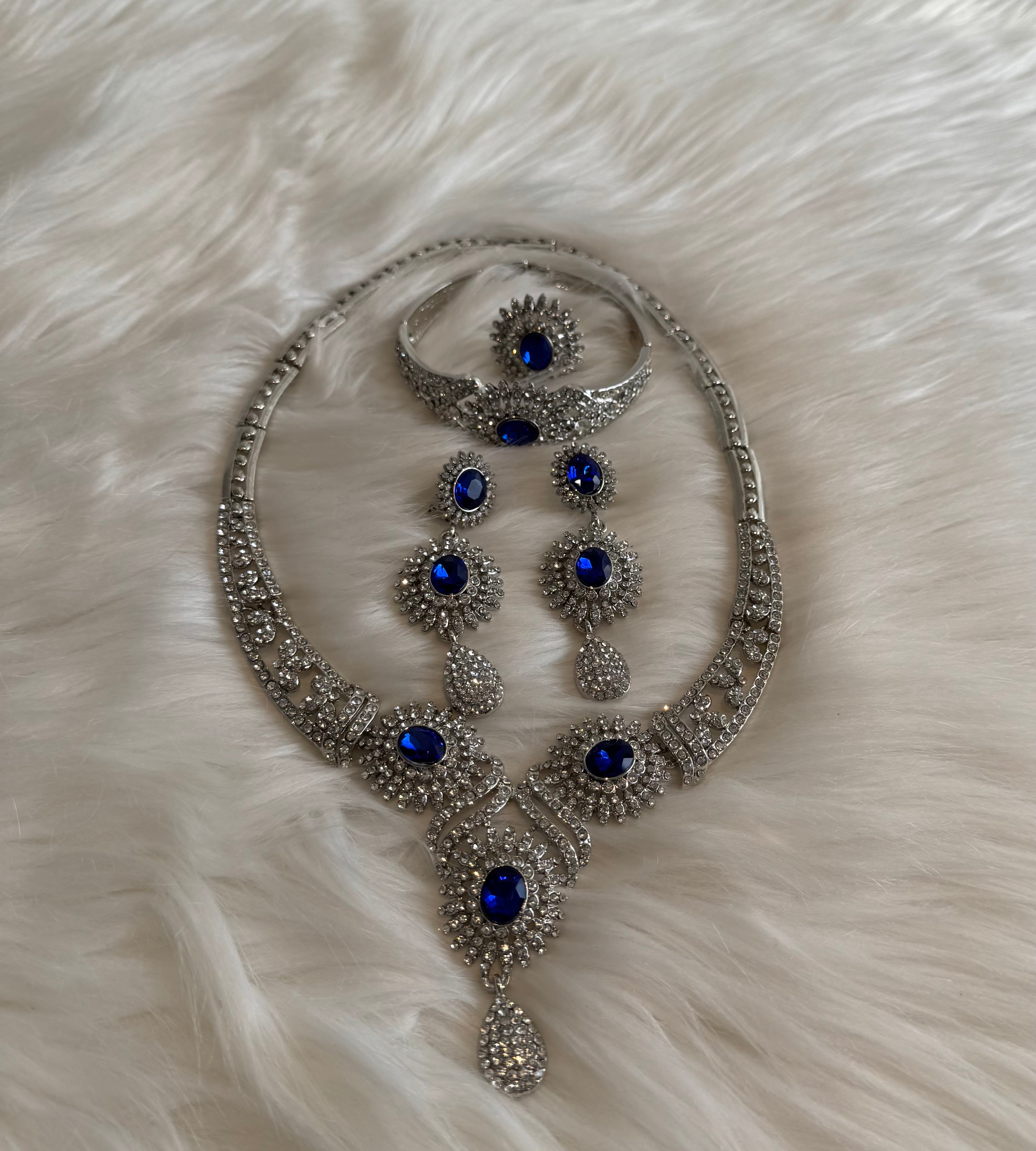 18k White Gold Plated Necklace Set 4pc