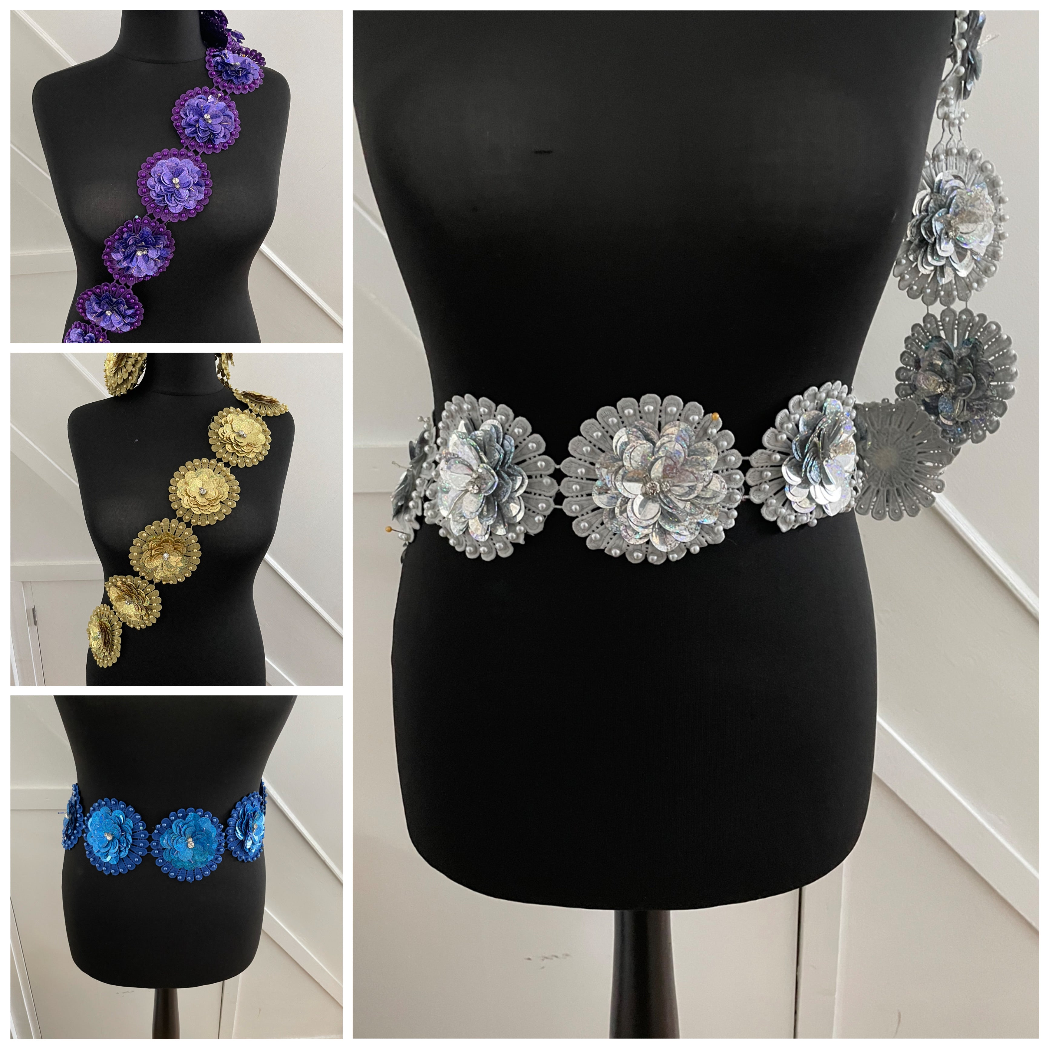 3D Beaded Sequins Flower Rhinestone Embellishment Sew Or Glue On Applique. Available In Different Colours.