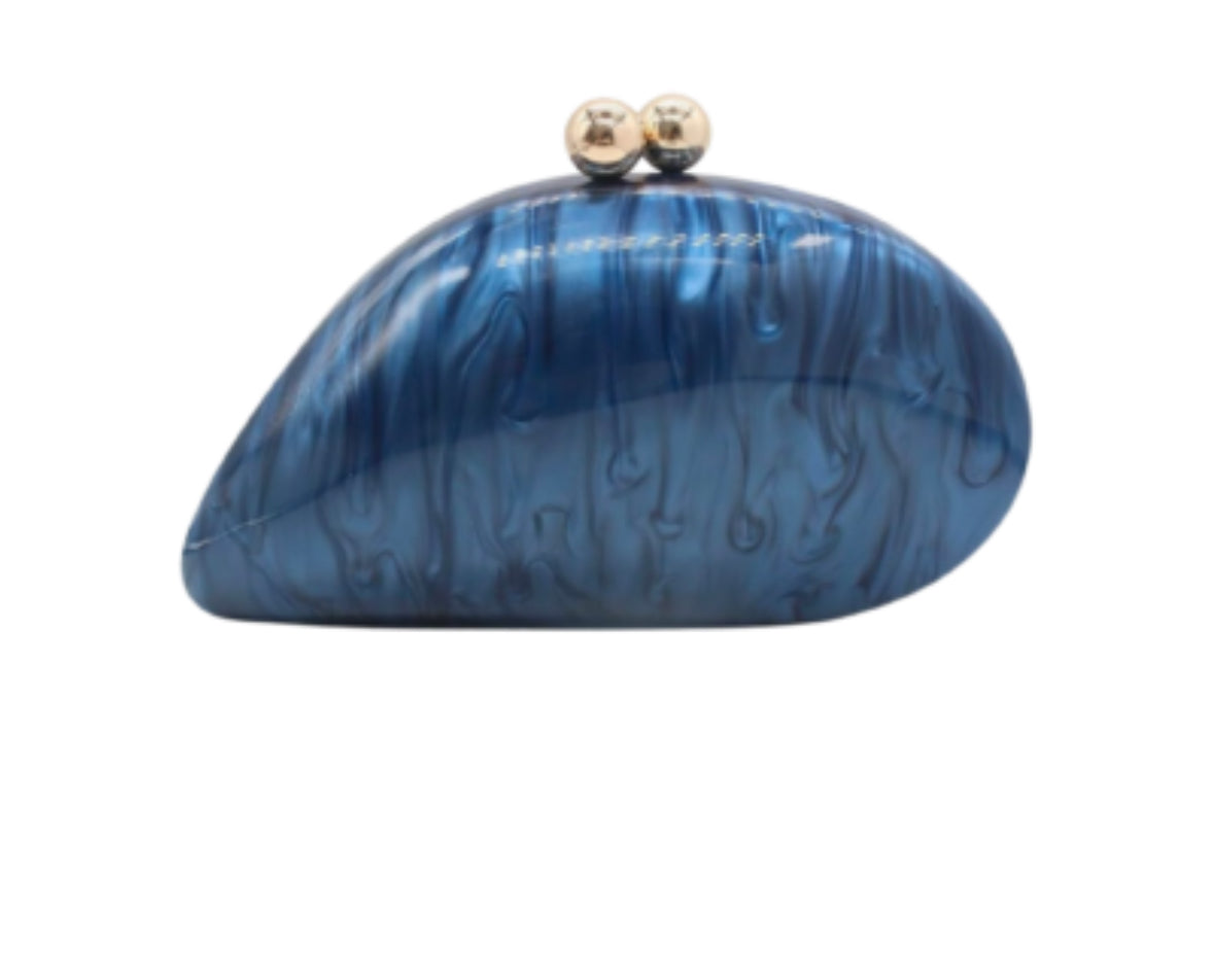 Blue Acrylic Evening Clutch Bag