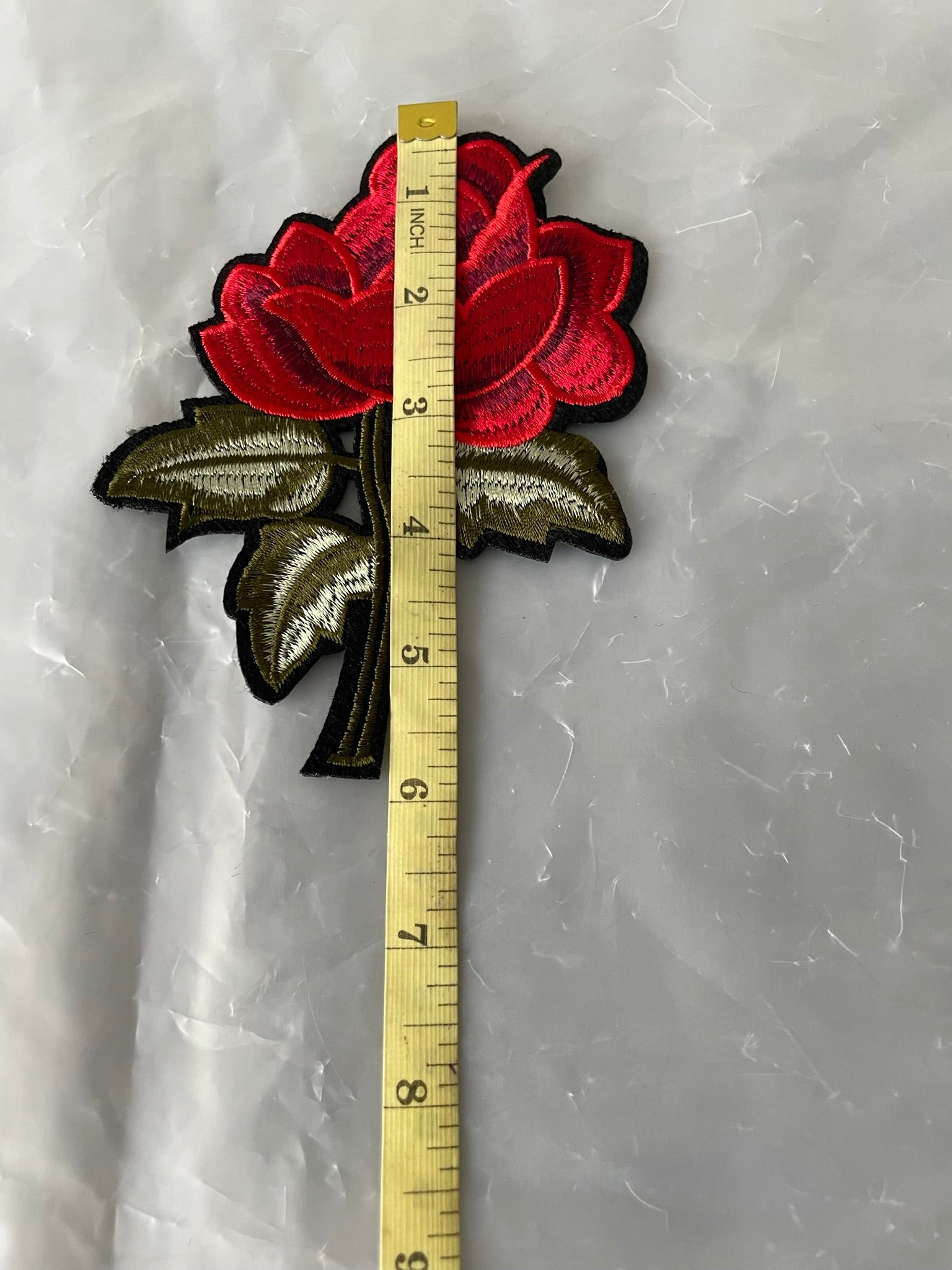 3D Rose  Flower Embroidery Sew/Iron/Glue Patch 3pce Set. Dress Applique Craft Rose Flower