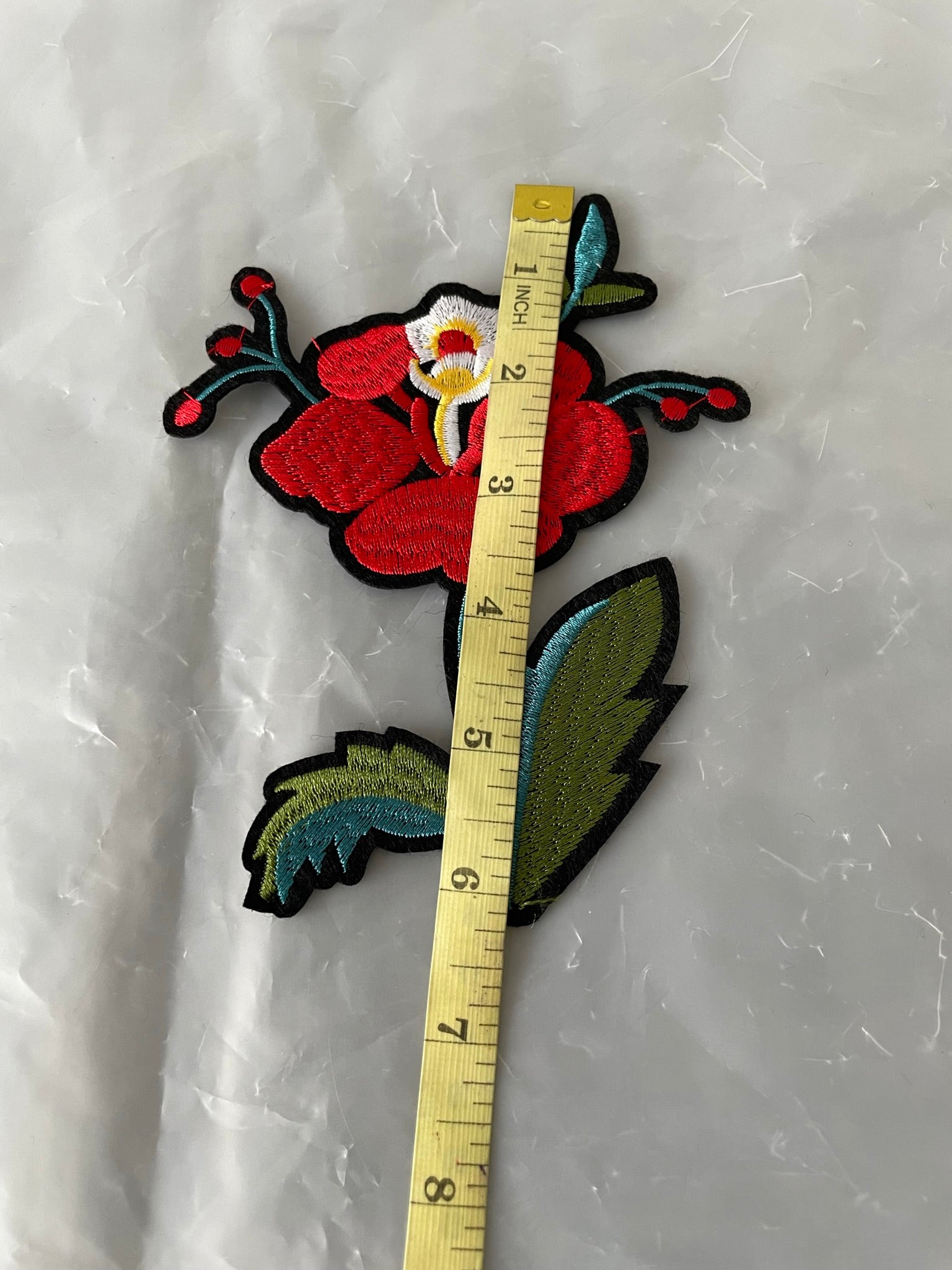 3D Rose  Flower Embroidery Sew/Iron/Glue Patch 3pce Set. Dress Applique Craft Rose Flower