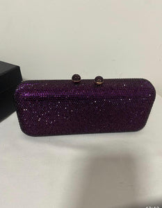 Deep Purple Rhinestone Evening Clutch Bag For Ladies