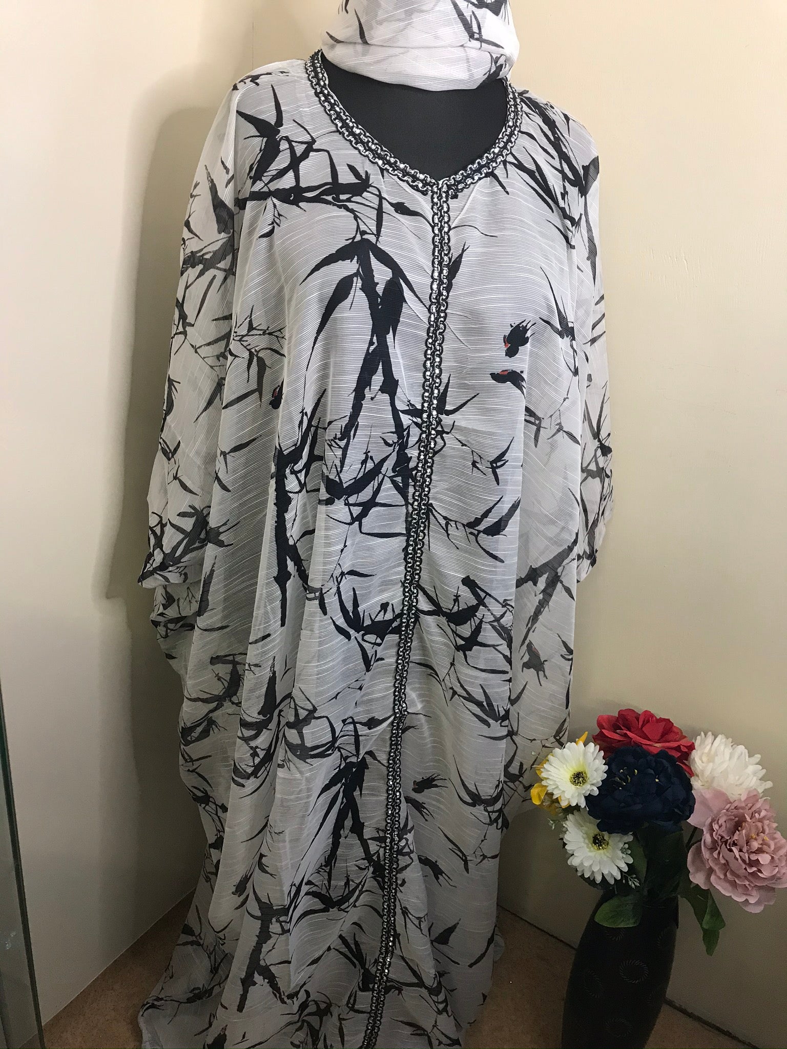 2pc Kaftan Black And White Loose Dress/Boubou/Agbada