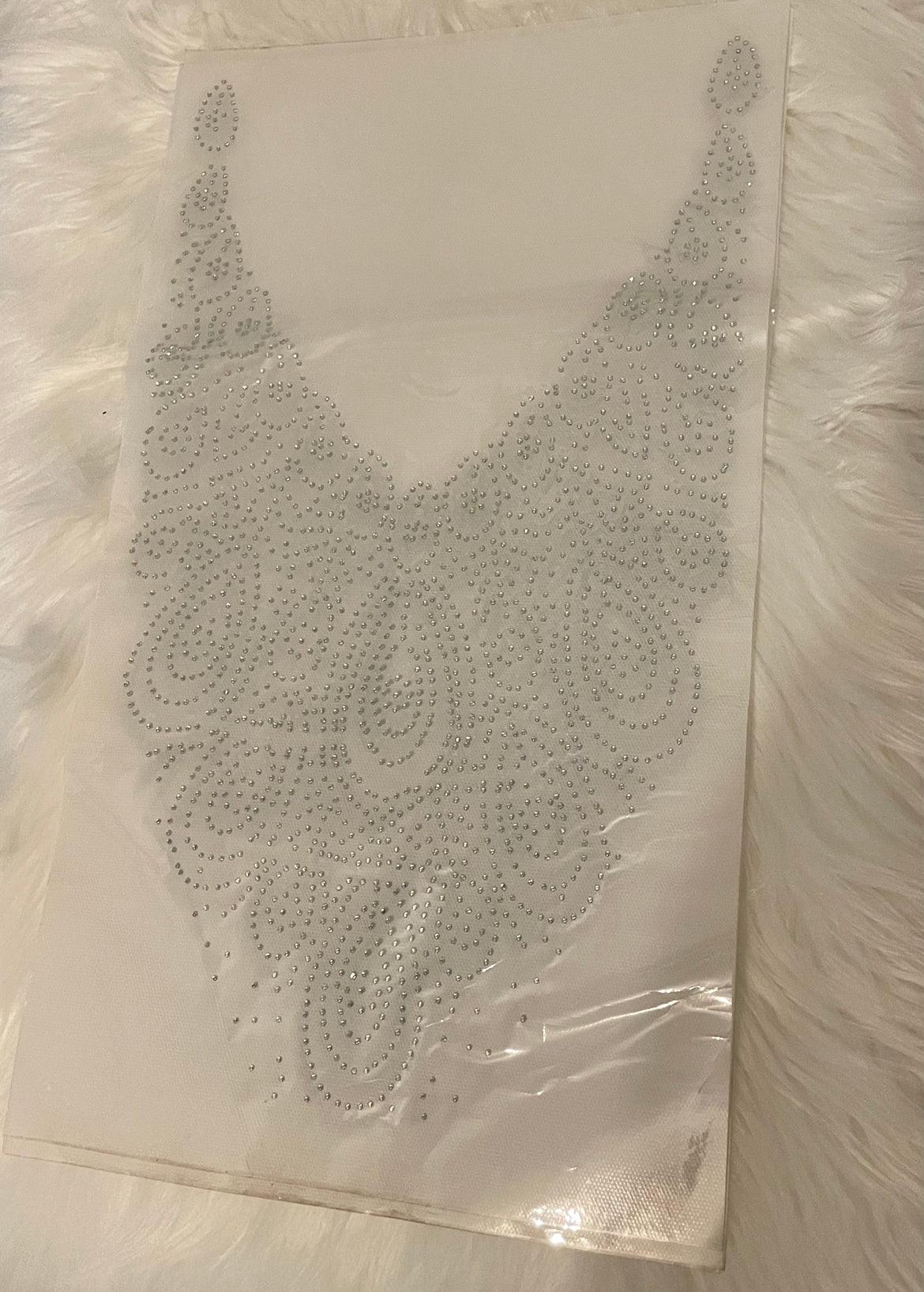 Iron On Stone Embellishment.  Neckline Stone Patches Available In Gold And Silver