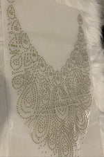 Load image into Gallery viewer, Iron On Stone Embellishment.  Neckline Stone Patches Available In Gold And Silver
