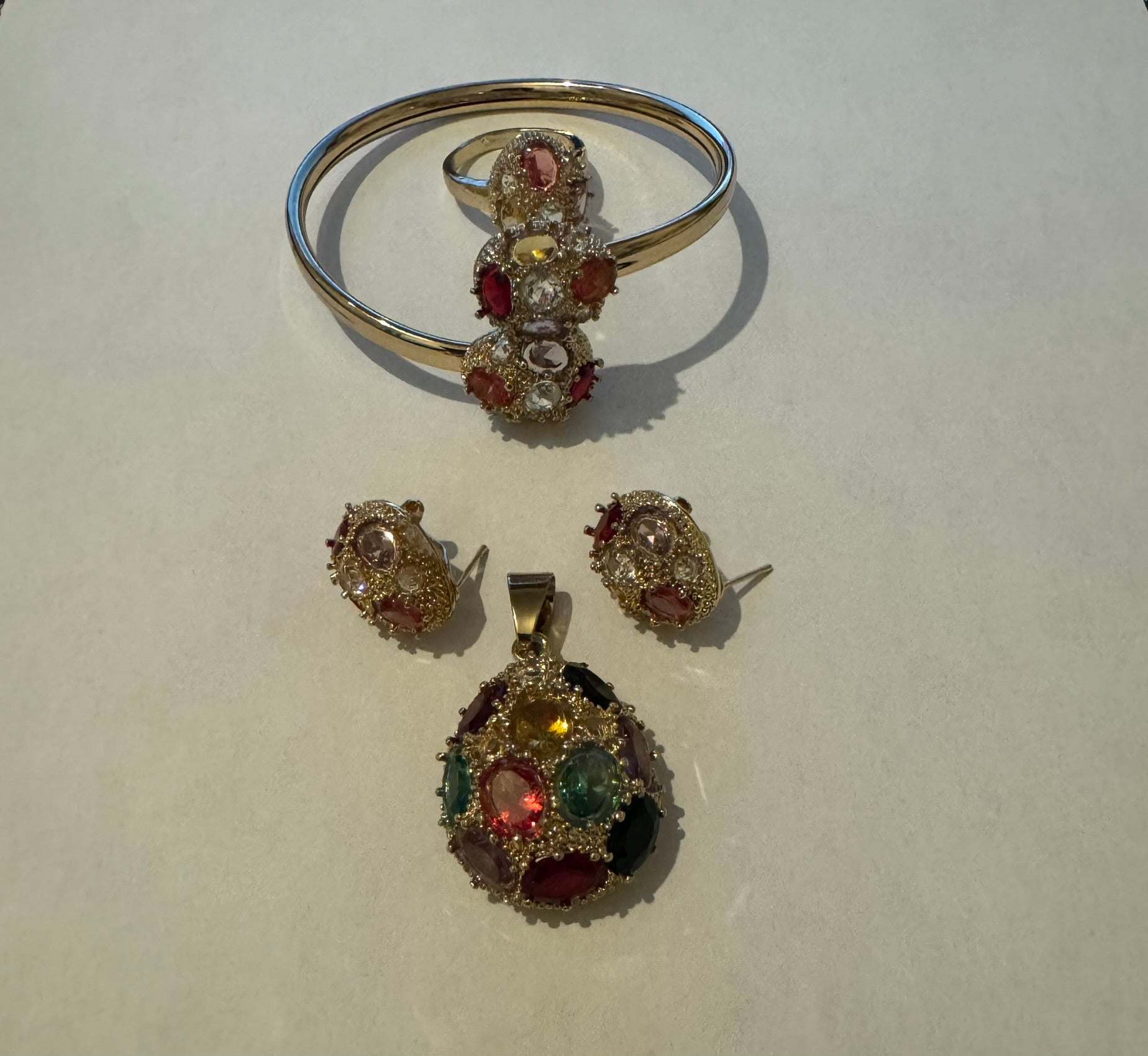 18k Gold Plated Multil Coloured Bangle Set