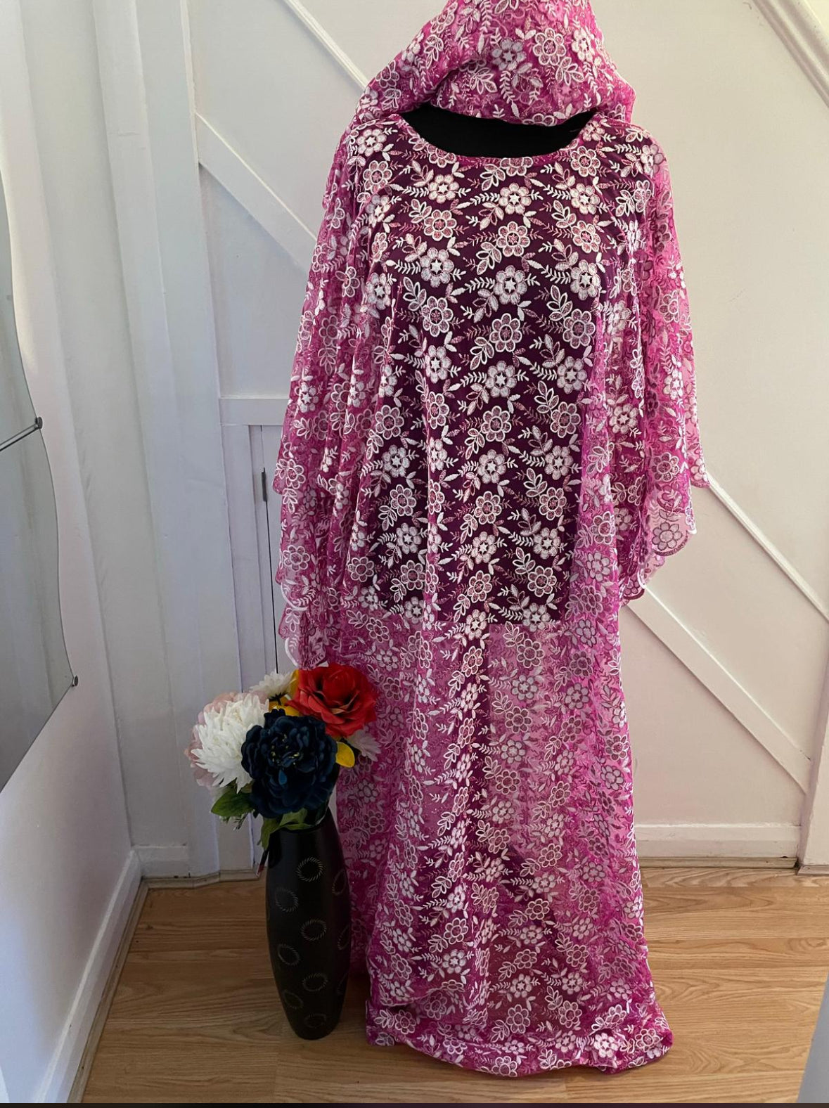 2pcs Ready To Wear Pink Lace Boubou/Kaftan