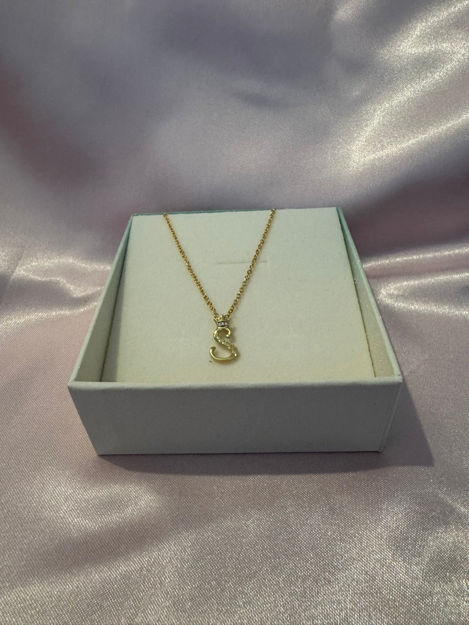 Dainty Necklace 18k Gold Plated Chain And Initial S Pendant