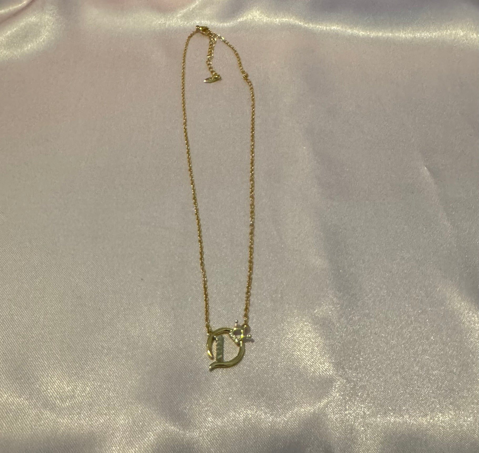 Dainty Necklace 18k Gold Plated Chain And Initial D Pendant