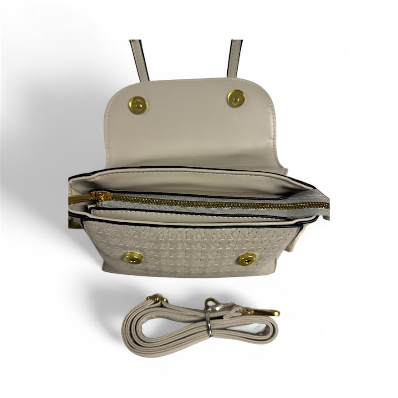 BEIGE GOLD LEATHER HANDBAG/CROSSBAG