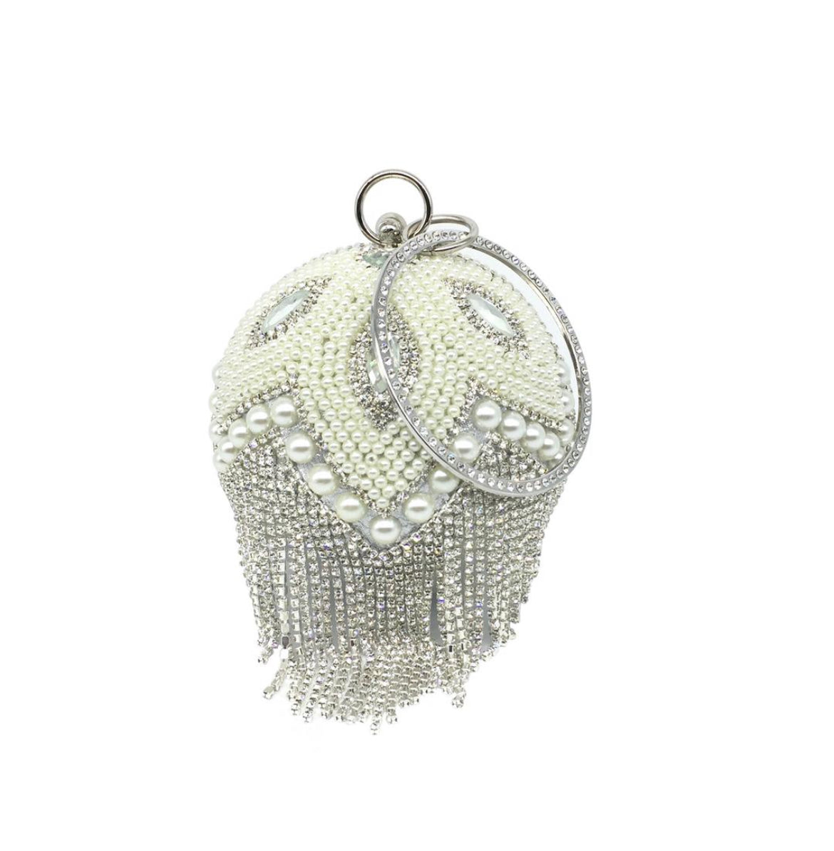 Women's Sparkling Pearl Studed Ball Shape Clutch Bag.