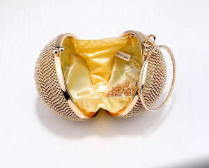 Women's Sparkling Pearl Studed Ball Shape Clutch Bag.