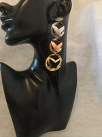 Load image into Gallery viewer, 18k Gold Plated 3 Tone Dangling Earrings
