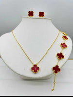 Load image into Gallery viewer, 18k Gold Plated  Four LeafNecklace Set
