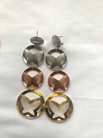 Load image into Gallery viewer, 18k Gold Plated 3 Tone Dangling Earrings
